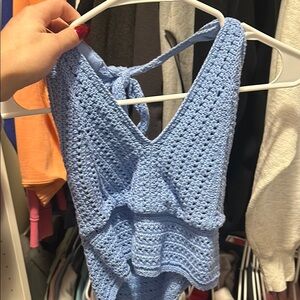 Handmade Light Blue Crochet Halter Top